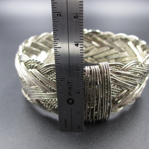 Vintage Silver Tone Rustic Handmade Wire Bracelet - Picture 4 of 5